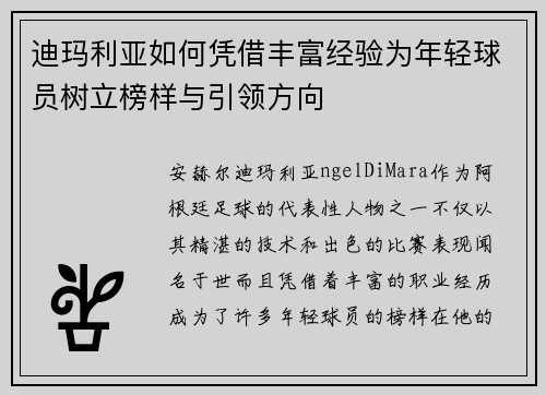 迪玛利亚如何凭借丰富经验为年轻球员树立榜样与引领方向